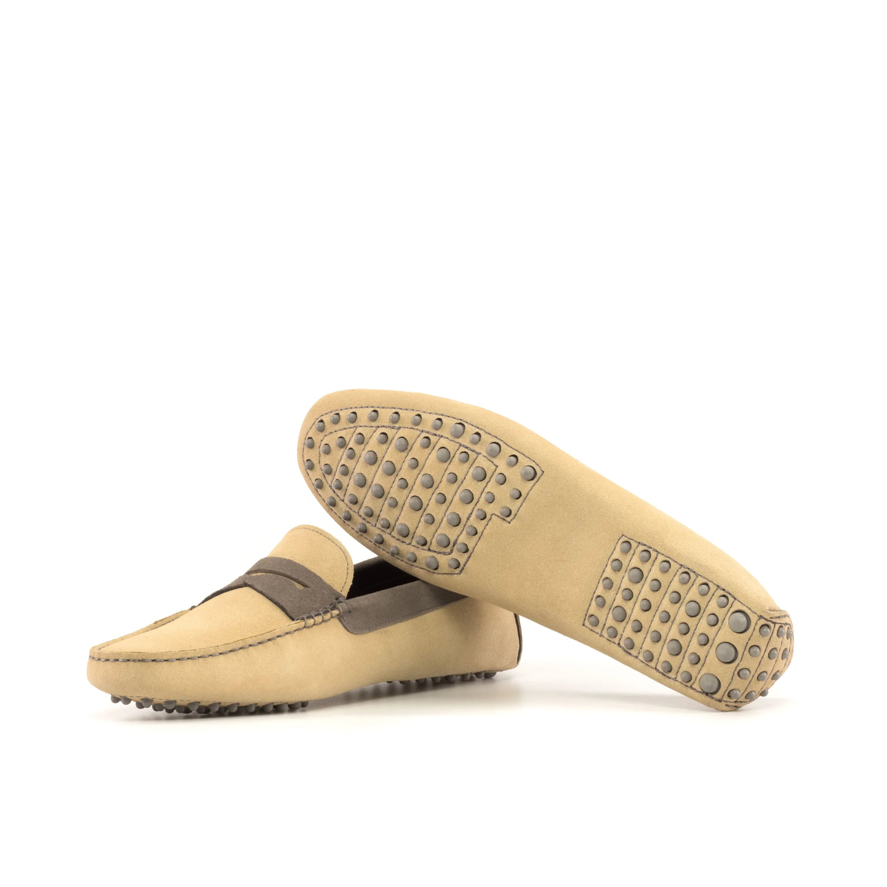 Anthony Driver tan leather driving loafers with hand-painted patina