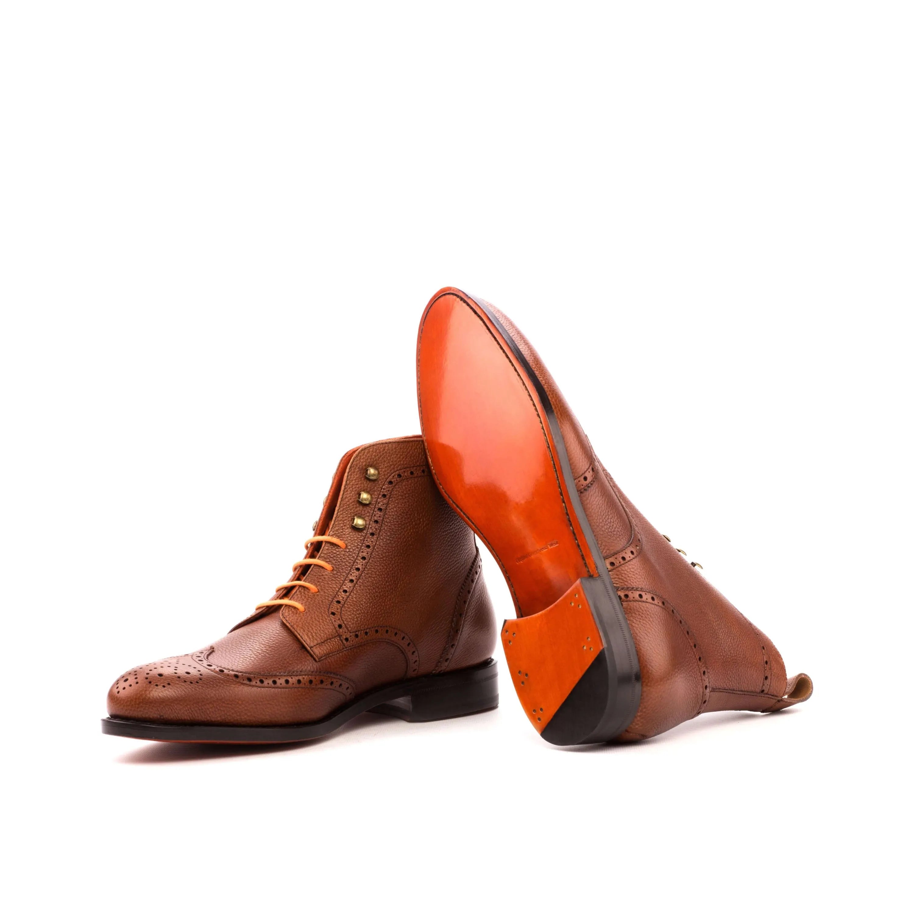 Aram Military Brogue Boots: brown leather wingtip Octavian boots