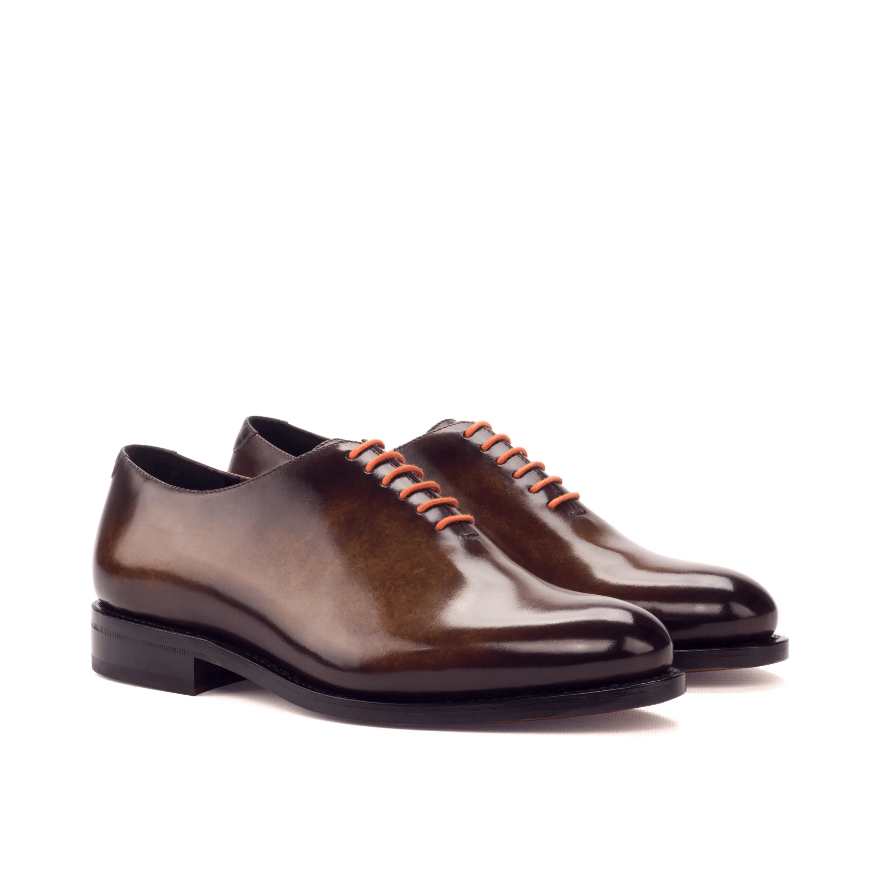 Dillinger whole cut patina II brown leather dress shoes rounded toe