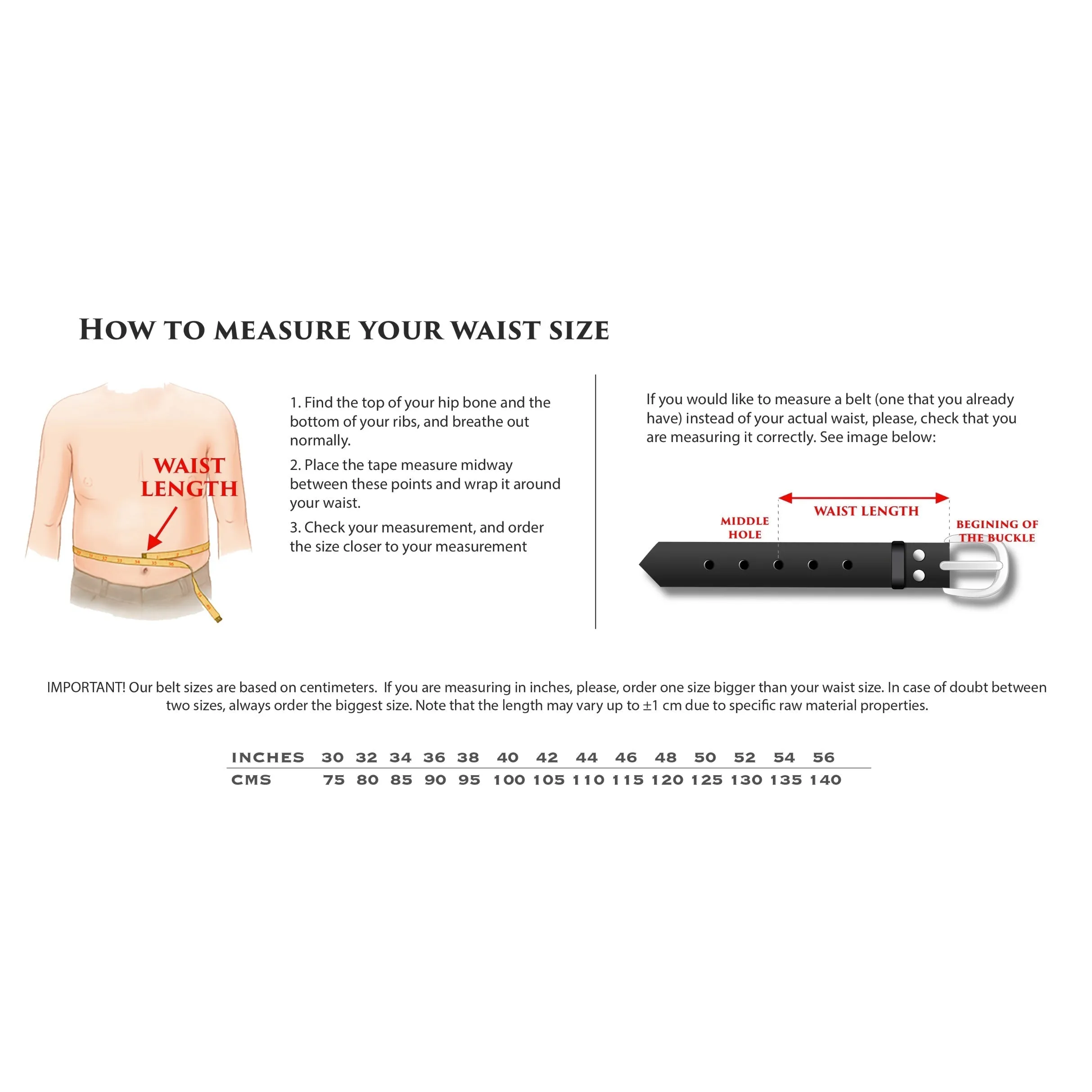 Hiob Patina Hamptons belt waist measurement guide