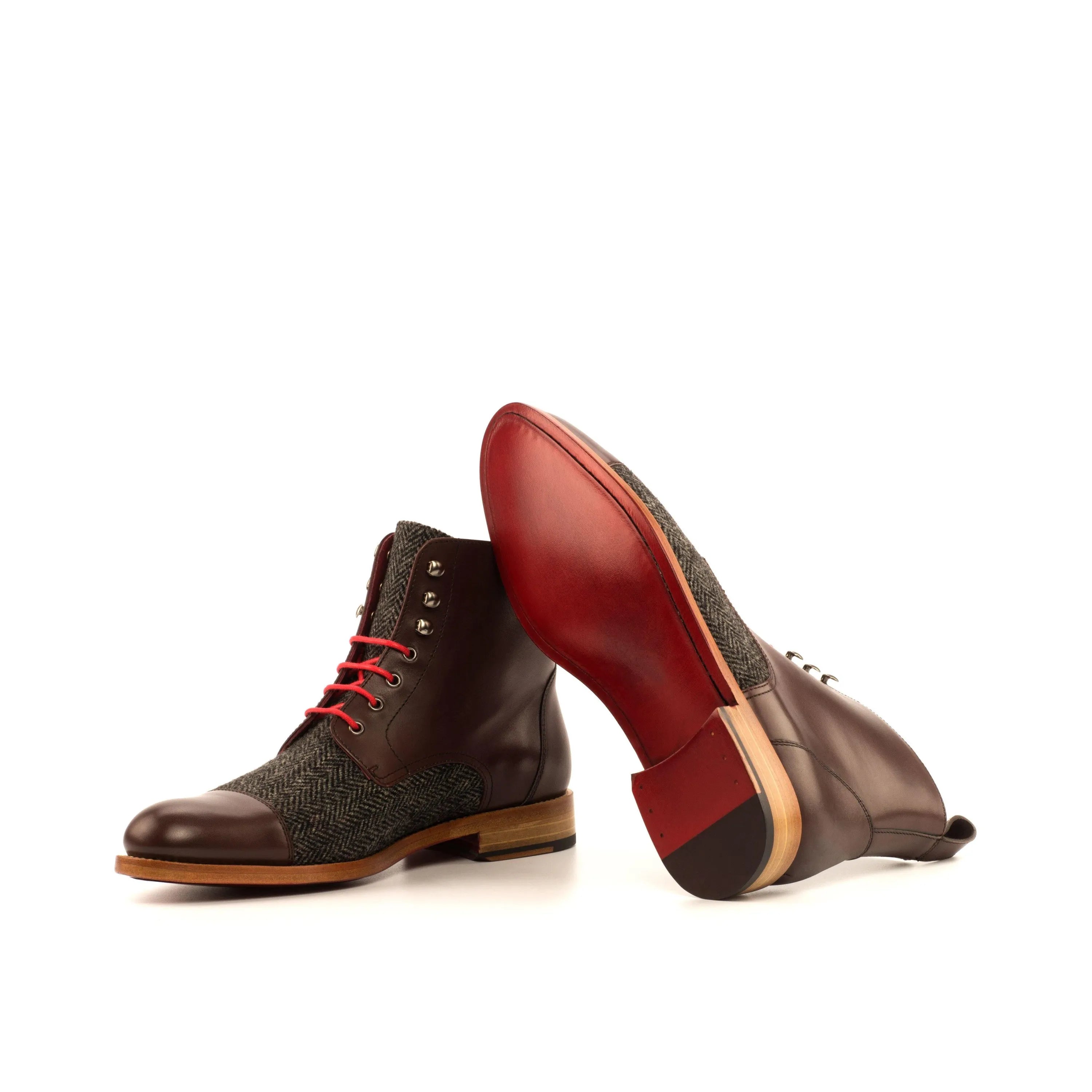 Jorge ladies captoe dark brown leather and tweed boots II