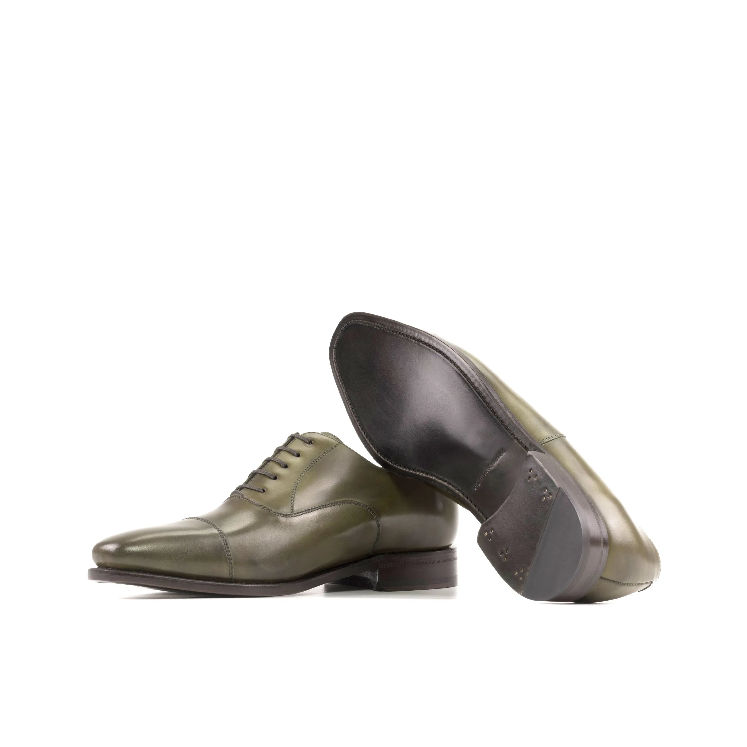 Olive green leather Malkom Oxford Shoes II in fast lane style