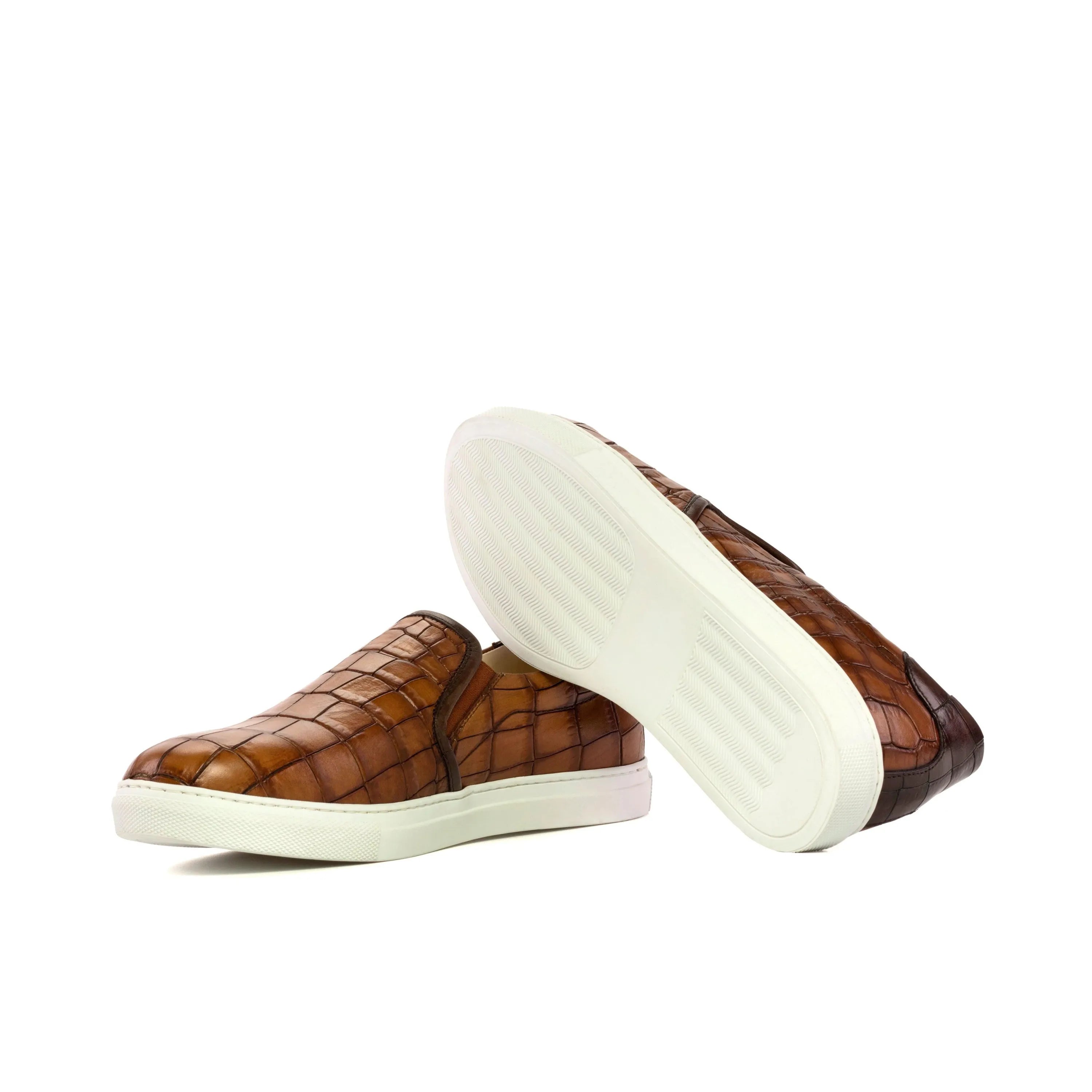 Brown painted croco Nino slip on sneaker shoes