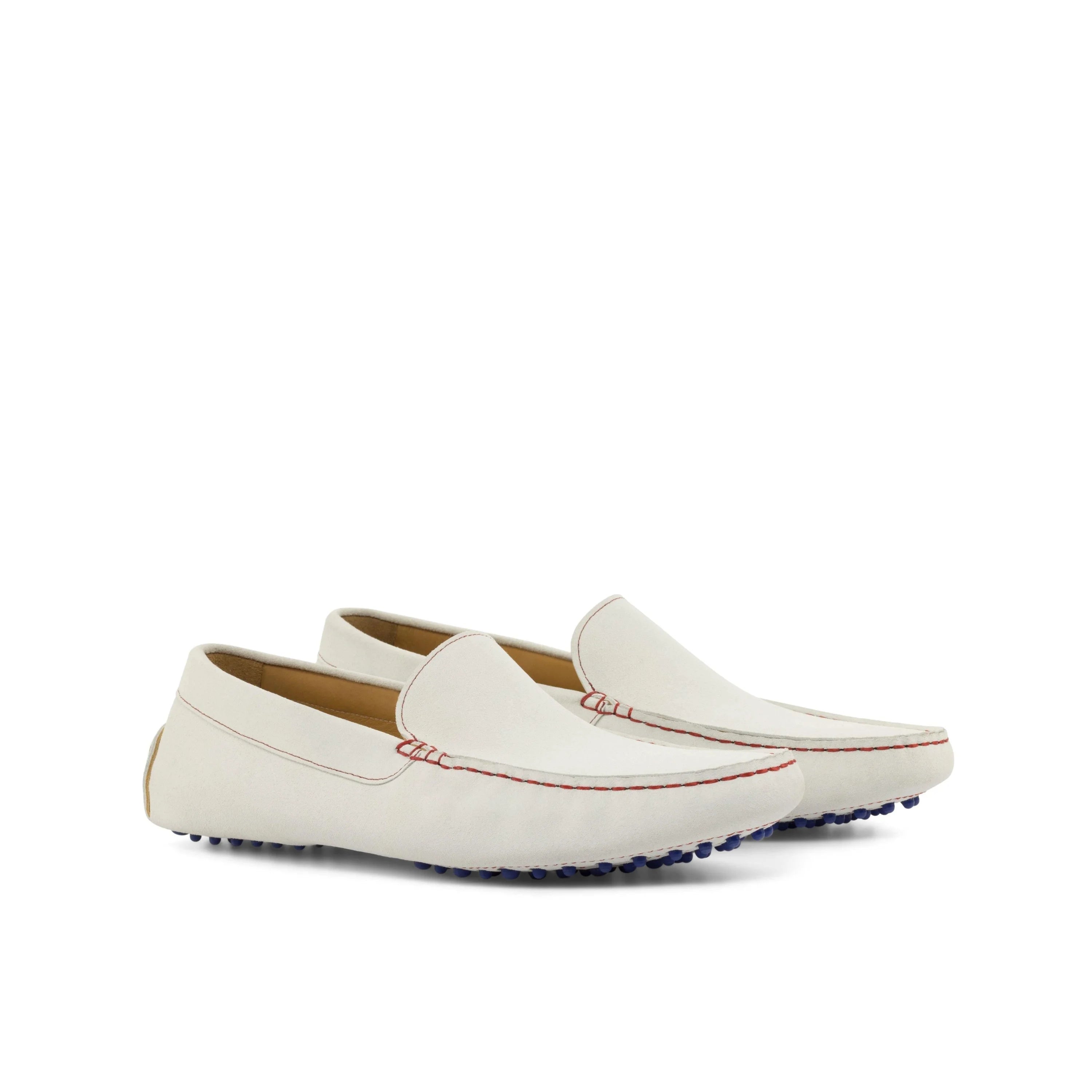 North Driver II white leather golf shoes with red stitching