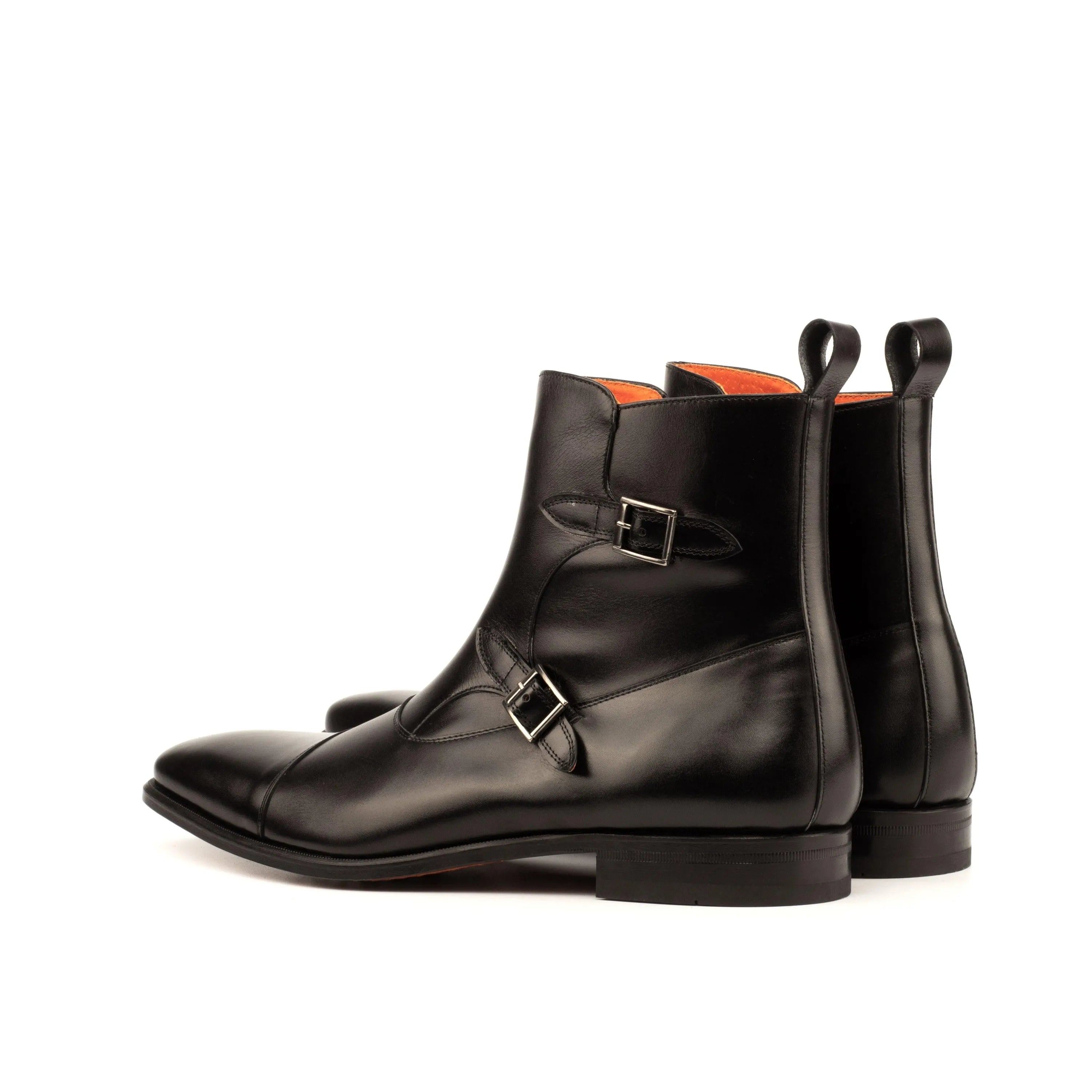 T90 Octavian boots in black leather with monk strap detail