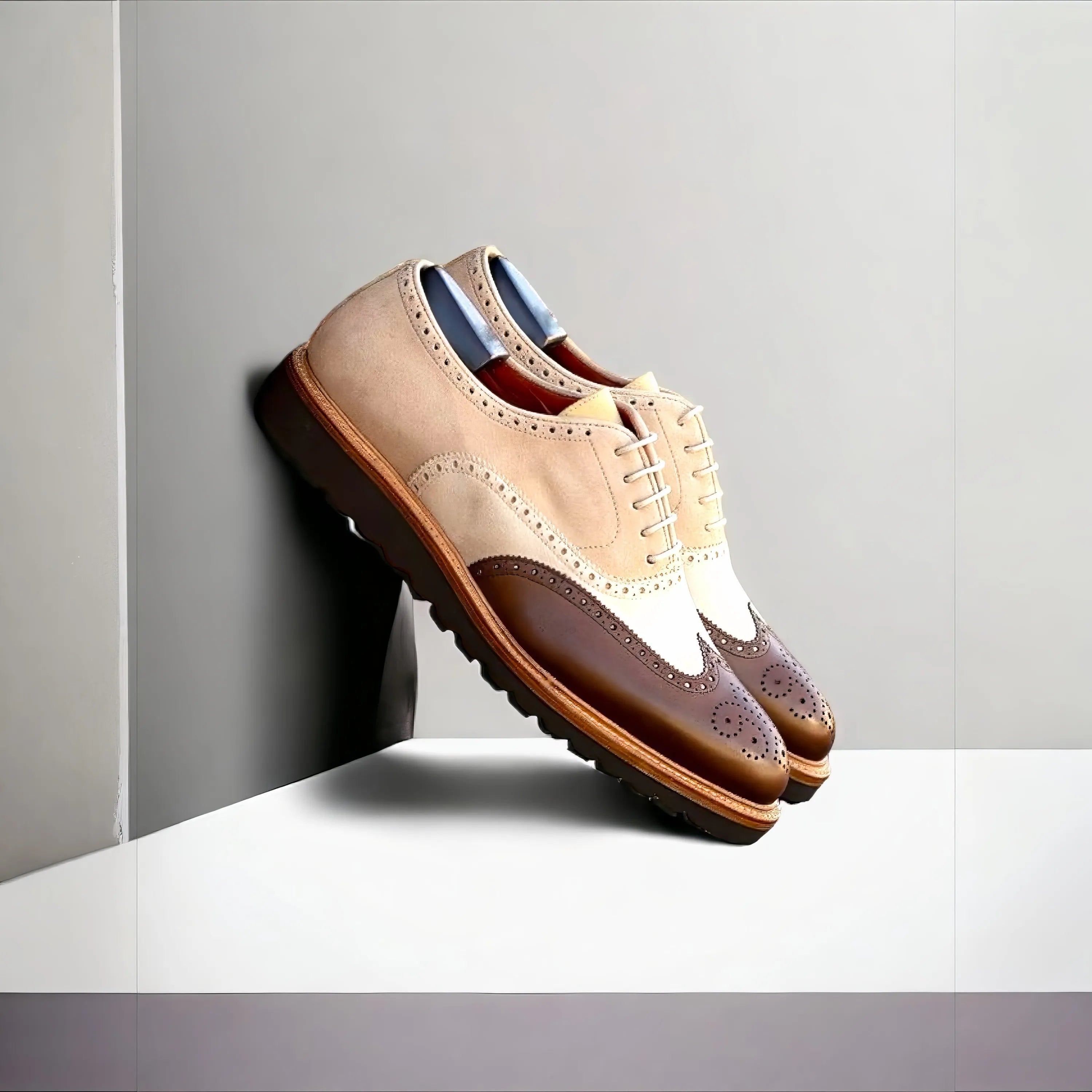 Tinley Full Brogue two-tone calf leather brogue dress shoes