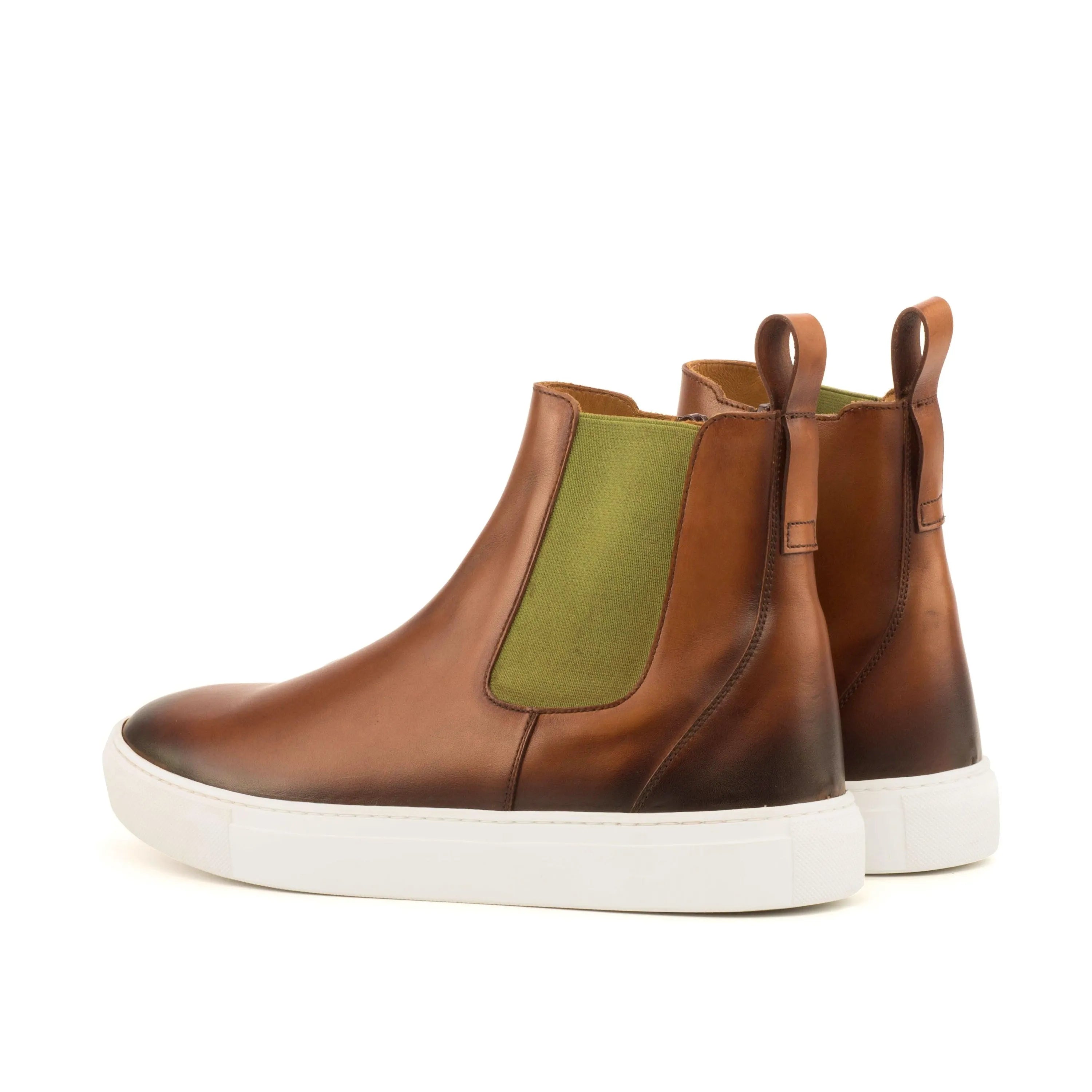 TR99 Chelsea sneaker boots II in brown leather with white soles