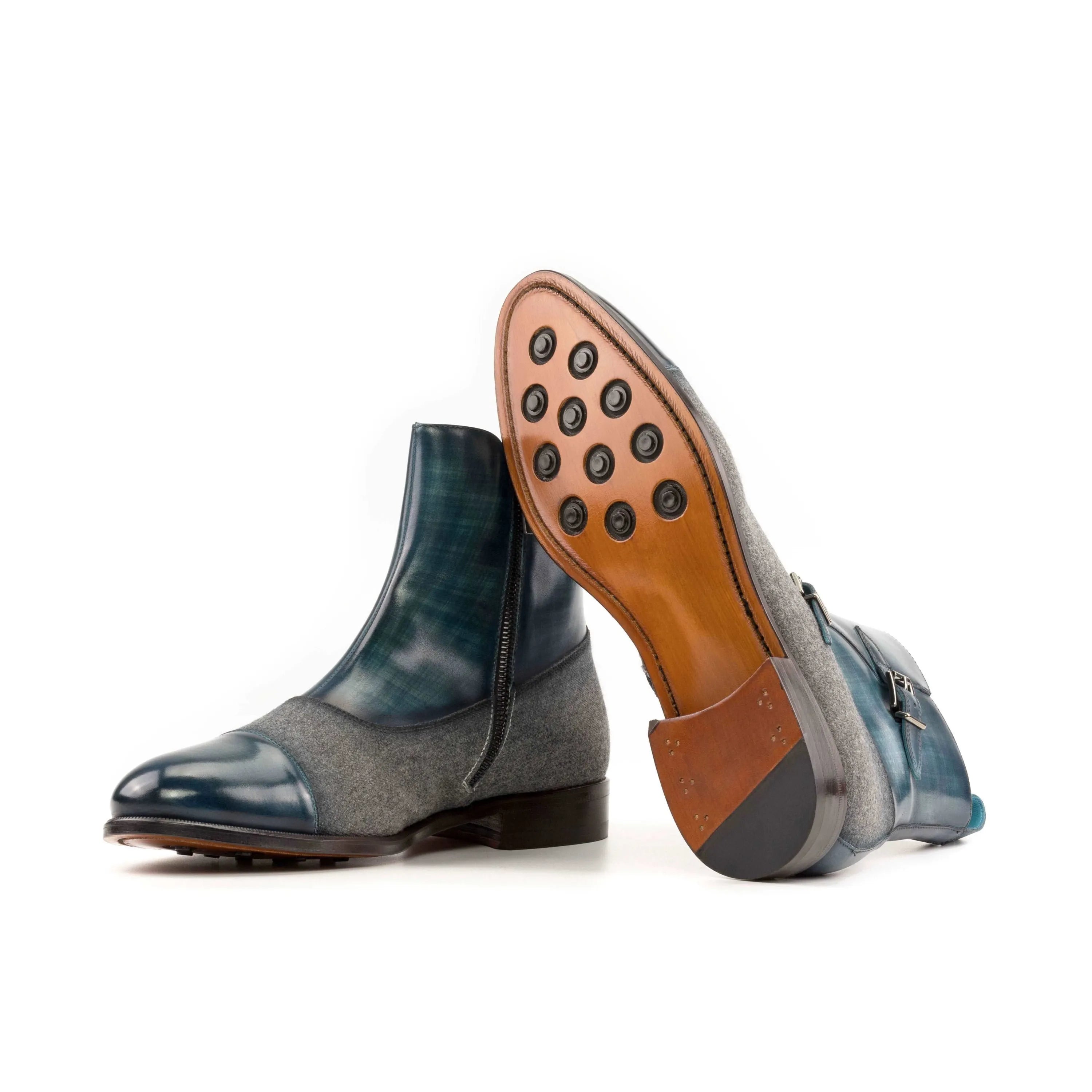 Biagio Octavian Patina two-toned leather ankle boots