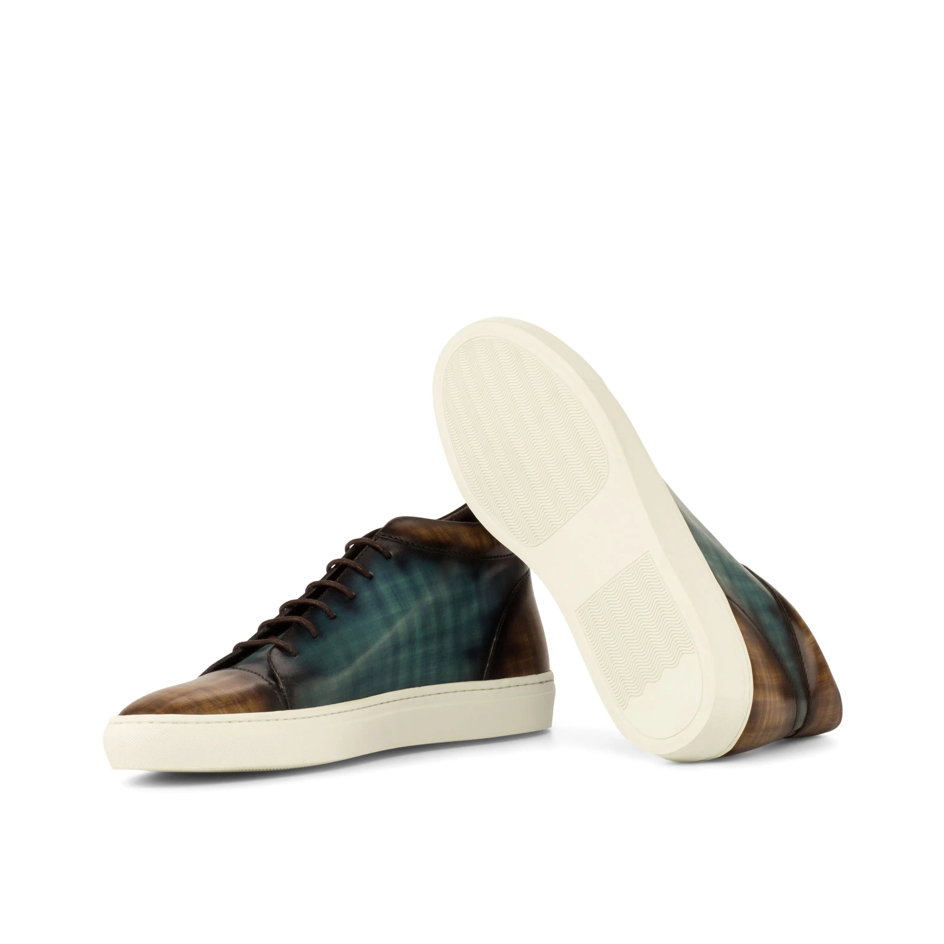 Elano Patina high top sneakers II in brown and green
