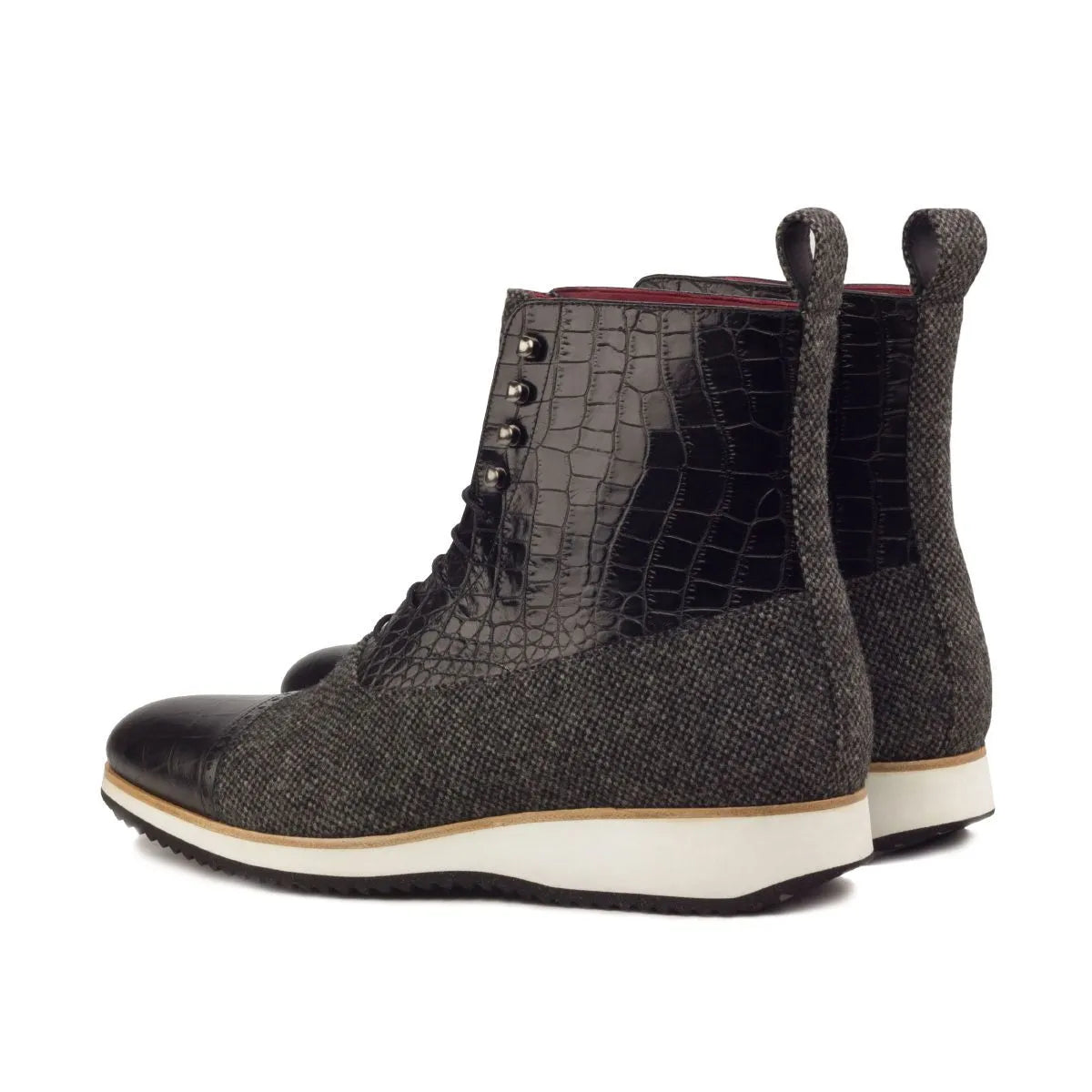 Ismay Balmoral boots in calf leather with mixed materials lace-up design