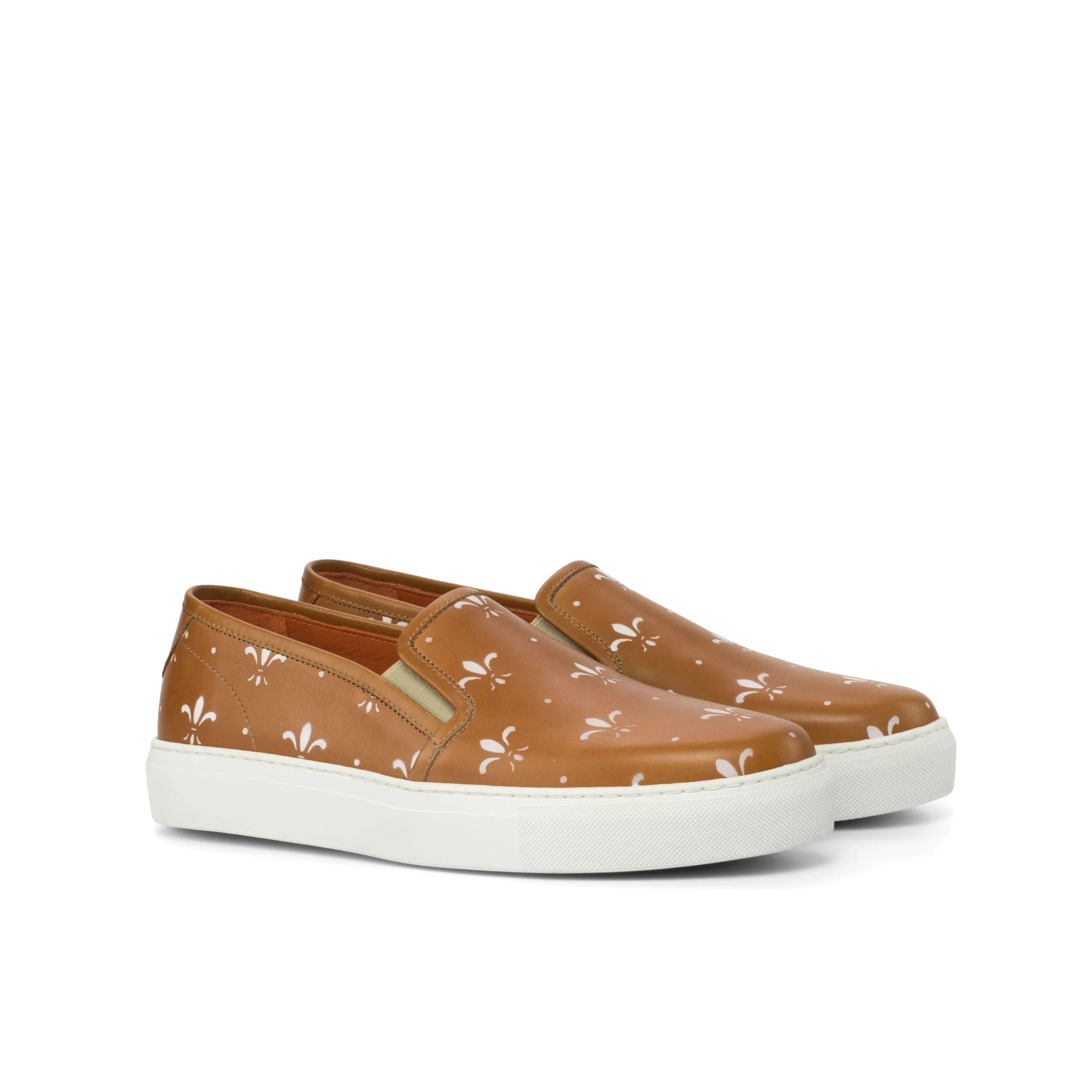 Jina21 womens slipon brown leather sneakers back view