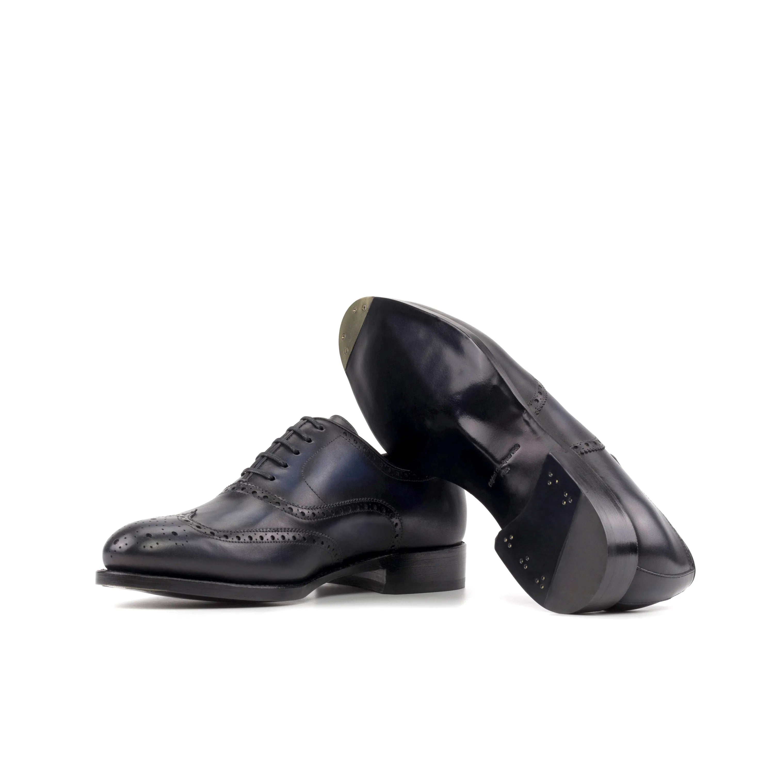 Majestic full brogue shoes: pair of black leather dress shoes
