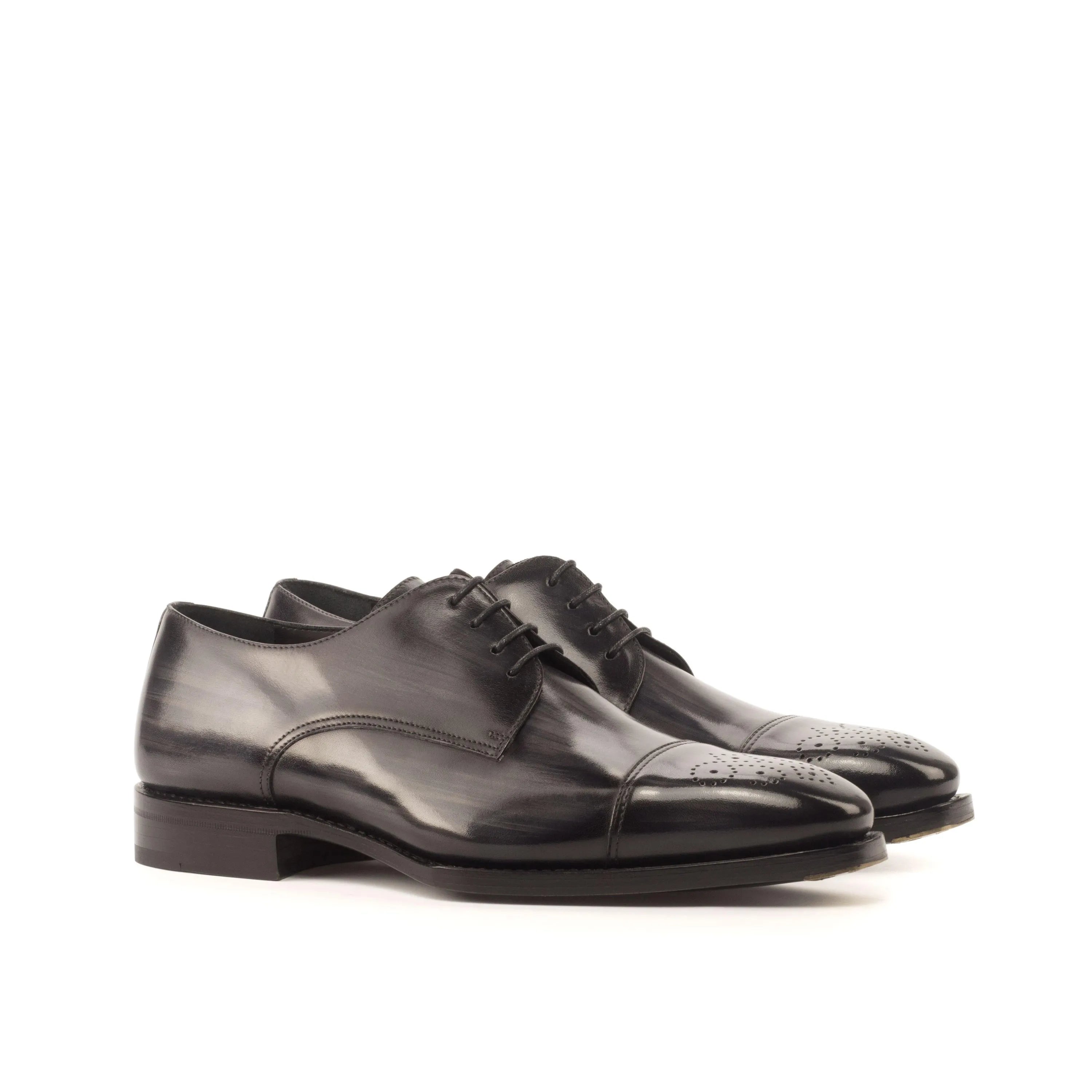 Pair of black leather Marion Patina Derby split toe shoes