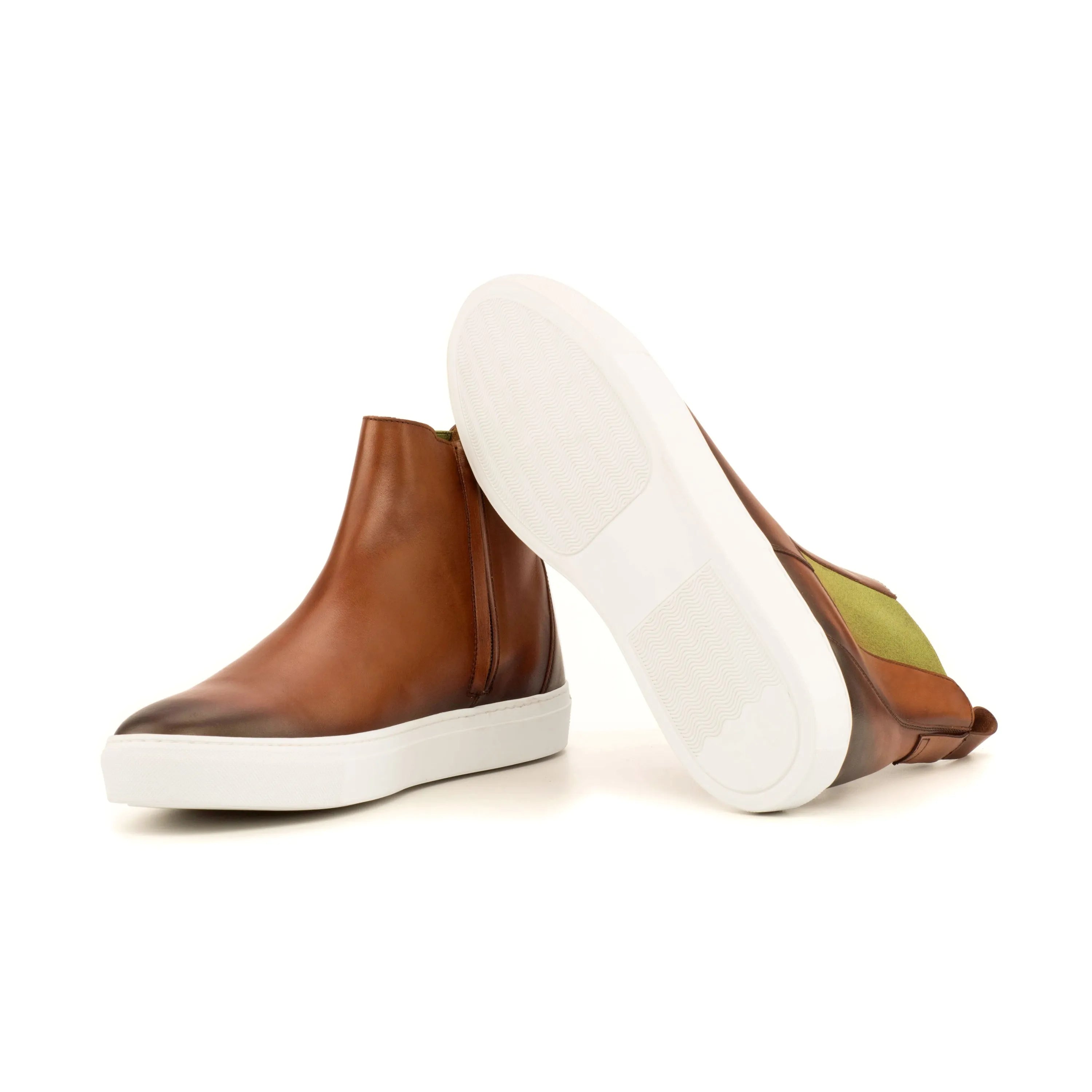 TR99 Chelsea sneaker boots in brown leather with white soles