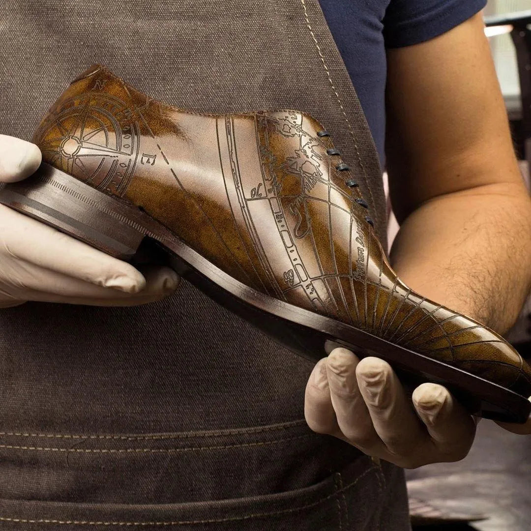 Worldly Patina Wholecut II ornate Italian crust leather Goodyear welted shoe